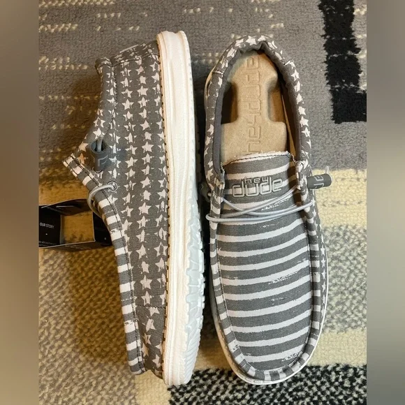 Hey Dude USA Greyed Patriotic Wally Mens Shoes 12 New - Picture 4 of 5